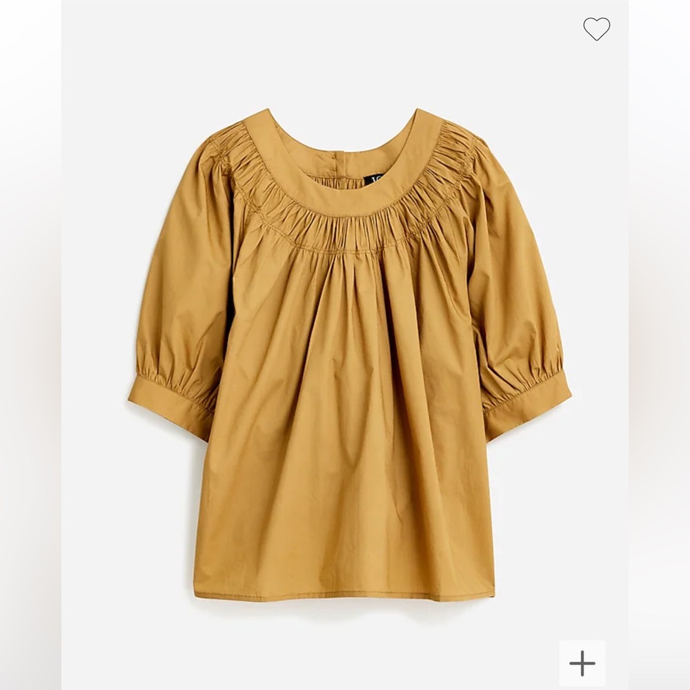 NWT-J.Crew Smock-neck puff-sleeve top in cotton poplin